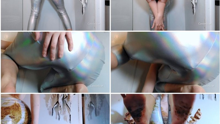 CassieScat - Shiny Disco Leggings Get Filled+Smeared by Cassie