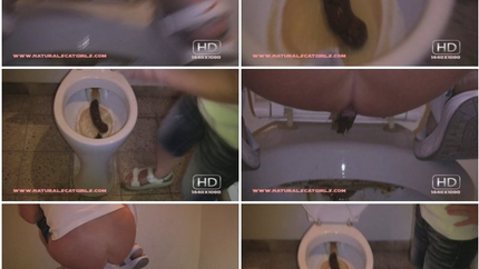 Natural huge log of poop in a public toilet. P1