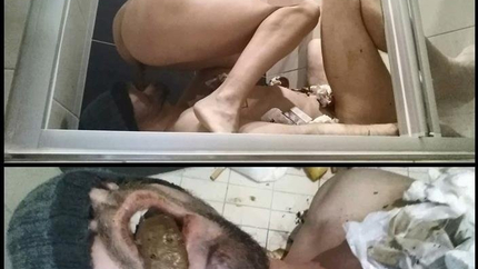 Femdom Scat - Slavepig sucks condoms and eat my shit
