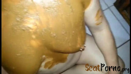 Human toilet slave scat smearing