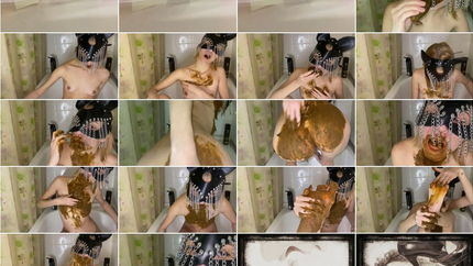 p00girl - I chew on a piece of shit and smear myself in a sexy mask, ass, feet, face all in shit