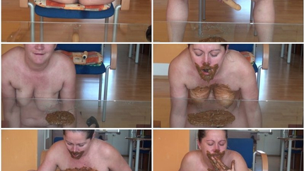 The girl eats shit from her shoes. P1