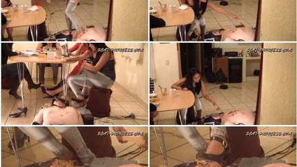 Mexico Toilet Slave rolling under the Table Part 6 P1