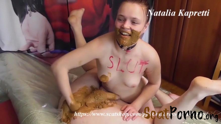 Mistress - Dirty slut enjoys fisting slave with shit