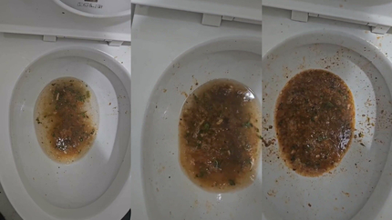 A WOMAN VOMITED IN THE RESTROOM.