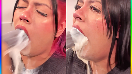 CAMGIRL NO STOP VOMIT GAG MILK FLOWING