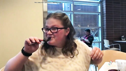 LADY ... HER FOOD UP