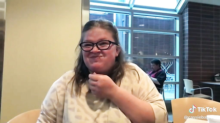LADY ... HER FOOD UP