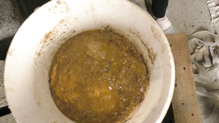 BRUNETTE LADY PUKES HERSELF IN THE BUCKET..