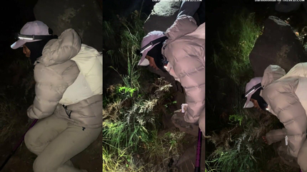 HIJAB GIRL VOMITING WHILE CLIMBING A MOUNTAIN