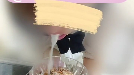 JAPANESE BABE POURS MILK FOR HER CEREAL