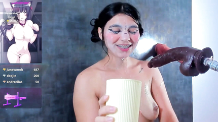 LATINA CAMWHORE RECYCLES VOMIT, POURS IT ON HER HEAD.