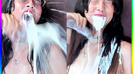 SKINNY GIRL WASH FACE AND HAIR WITH PUKE & SPIT