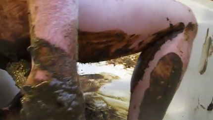 A fat gay pig covers himself in shit and fucks his ass. P1