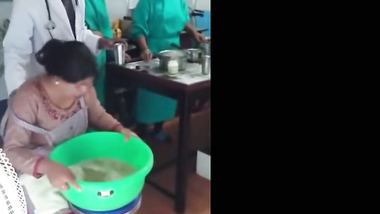 SICK WOMAN HOCKING AND PUKING THERAPY