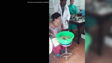 SICK WOMAN HOCKING AND PUKING THERAPY