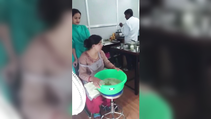 SICK WOMAN HOCKING AND PUKING THERAPY