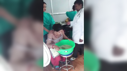 SICK WOMAN HOCKING AND PUKING THERAPY