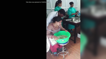 SICK WOMAN HOCKING AND PUKING THERAPY