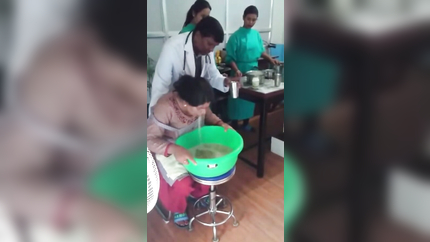 SICK WOMAN HOCKING AND PUKING THERAPY