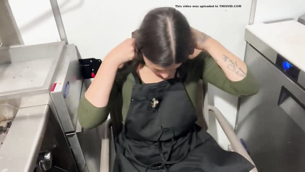 UGLY TITTY SLOB PUKES A FEW TIMES ON COCK