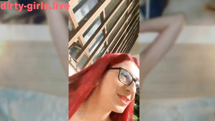 RED HAIR LATINA VOMIT OUTDOOR IN PUBLIC