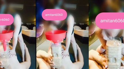 PETITE WOMAN FILLS BOTTLE WITH PUKE AGAIN