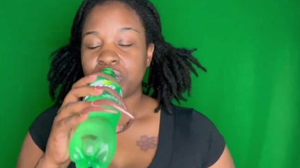 EBONY GIRL DRINKS SPRITE AND BURPS IT UP