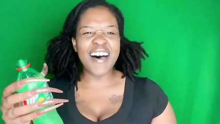 EBONY GIRL DRINKS SPRITE AND BURPS IT UP