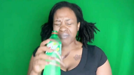 EBONY GIRL DRINKS SPRITE AND BURPS IT UP