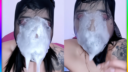 DILDO THROATLOCK & PUKE FACIAL WITH MASK ON