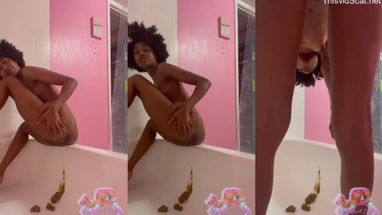 Naked Saint Ziya Bends Over and Pushes Out Her Poop in the Pink Bathroom Tub. P1