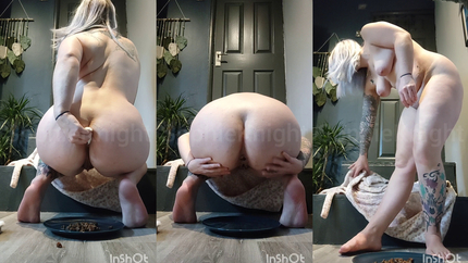 Shitting nude on your plate with my full ass in view