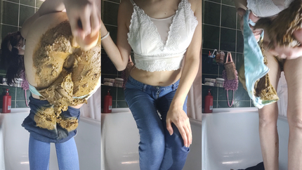 poop in skinny jeans and panties