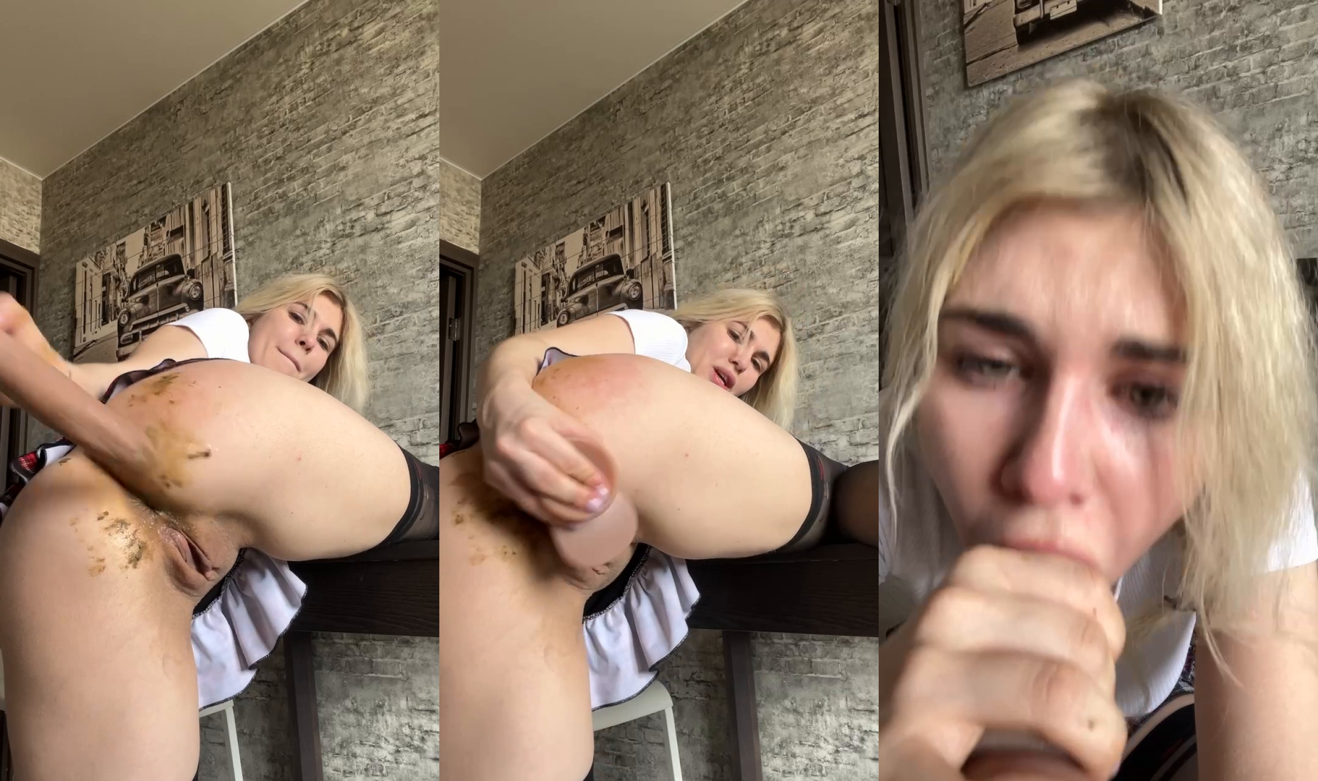 Dirty anal, blowjob, puke in schoolgirl outfit Porn P1