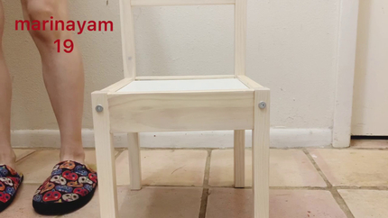 Long shit drops from the edge of the chair