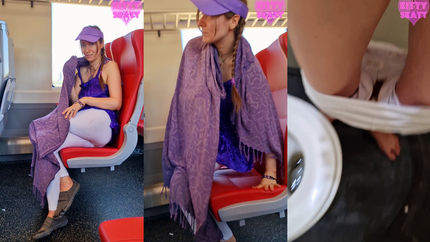 Public Crowded Train Shit in White Leggings
