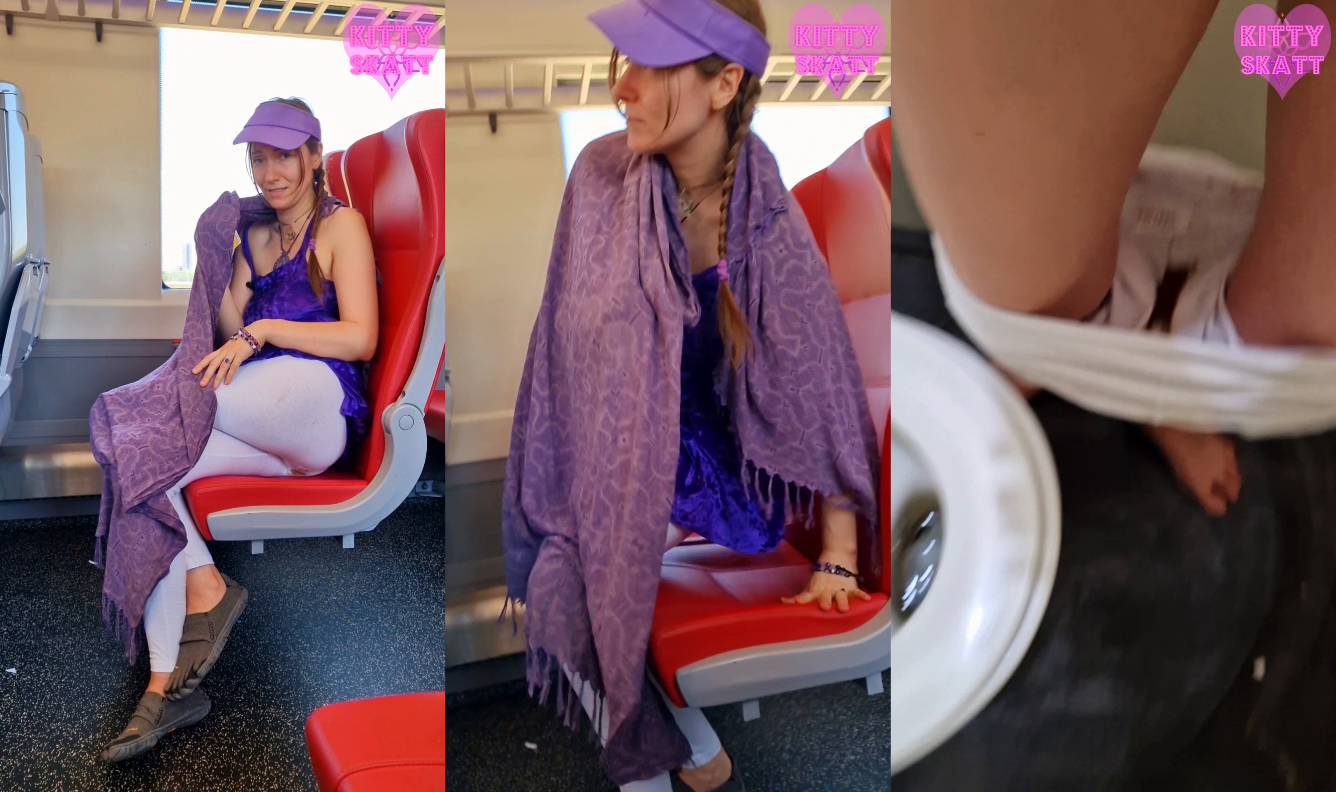 Public Crowded Train Shit in White Leggings