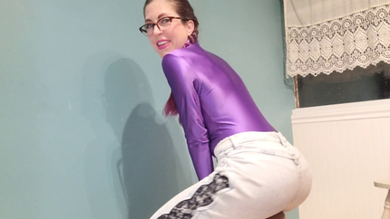 Pooing in my Purple Spandex Body Suit and Lace Jeans