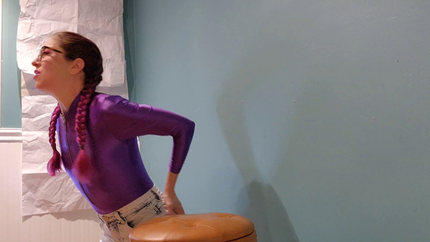 Pooing in my Purple Spandex Body Suit and Lace Jeans