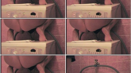 The girl takes a shit on the washing machine. P1